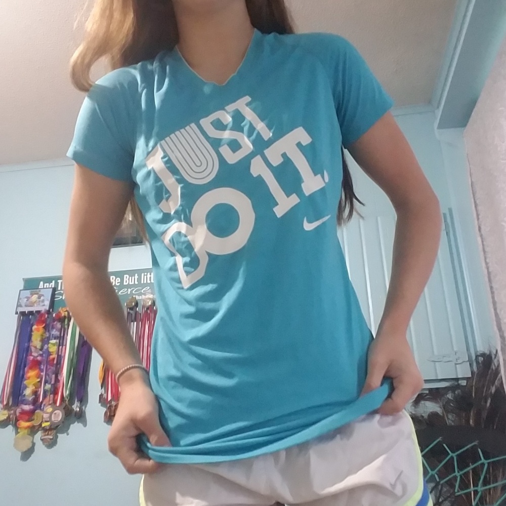 Blue nike pro dri-fit shirt